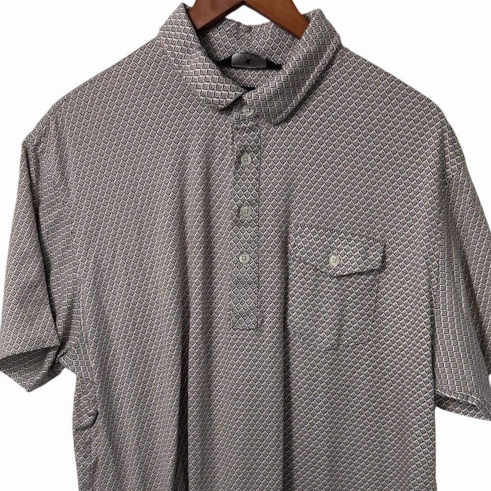 Hart Schaffner Marx X Large Polo Shirt‎ Patterned Brown Blue Cotton Short Sleeve